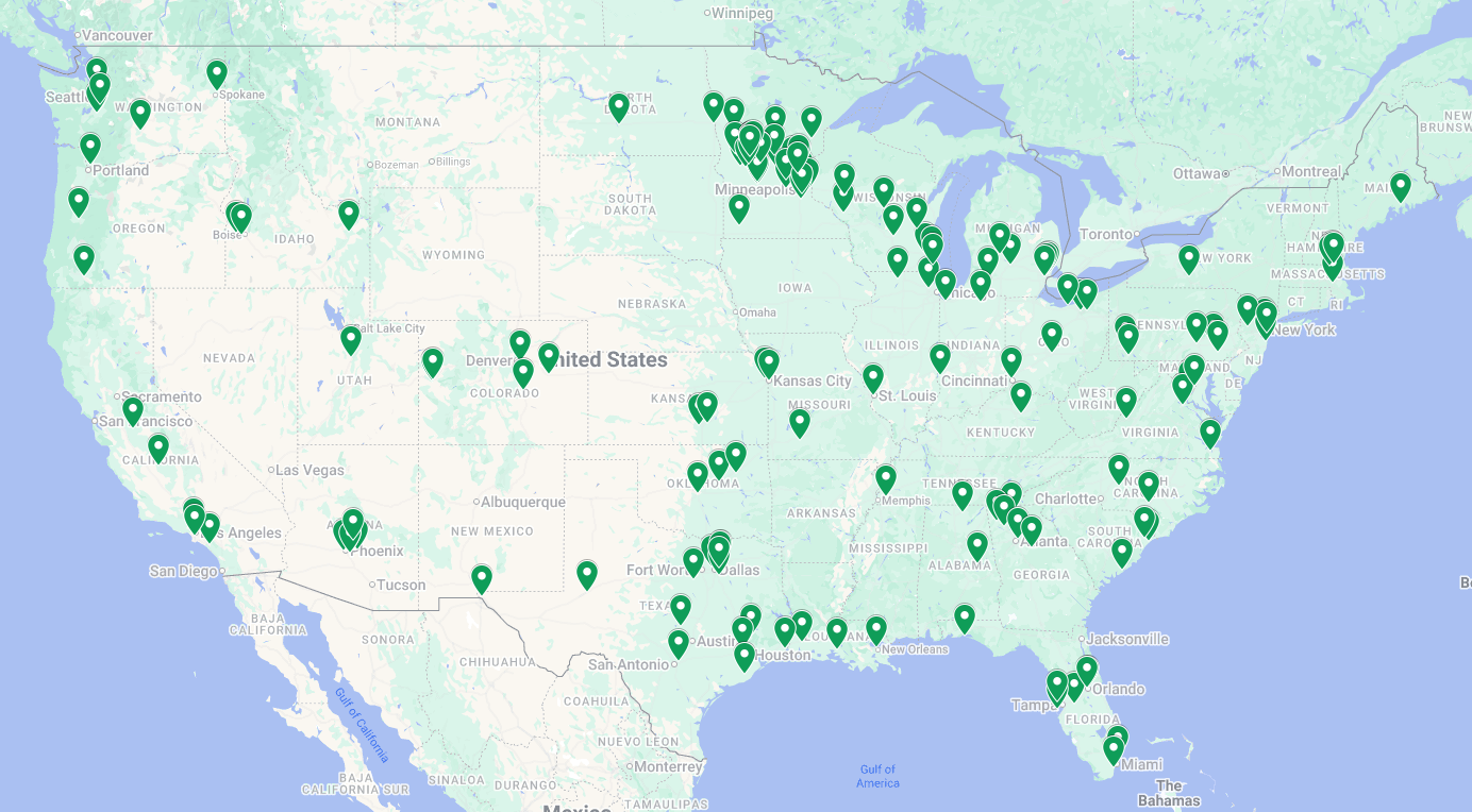 RNTR Locations Map Coast to Coast